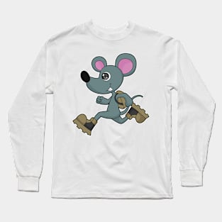 Mouse as Runner with Backpack Long Sleeve T-Shirt